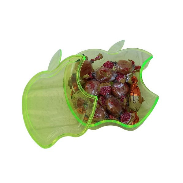 کاسه درب دار رنگی طرح اپل . کاسه شفاف درب دار