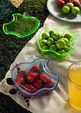 کاسه درب دار رنگی طرح اپل . کاسه شفاف درب دار